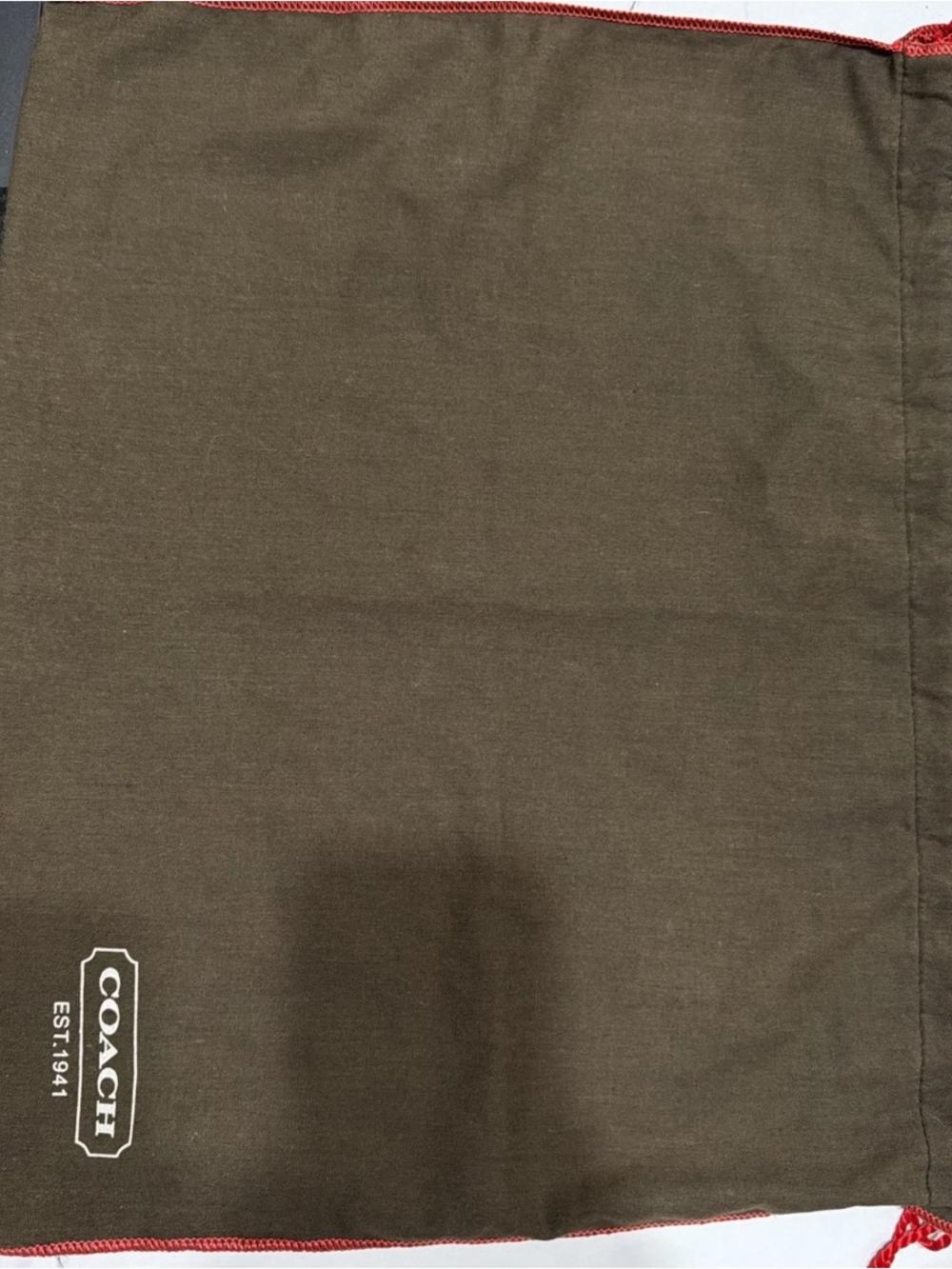 Coach Brown Drawstring Dust Bag with Red Trim